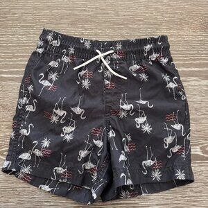 Boys Old Navy gray flamingo bathing suit swim trunks size Small 6-7